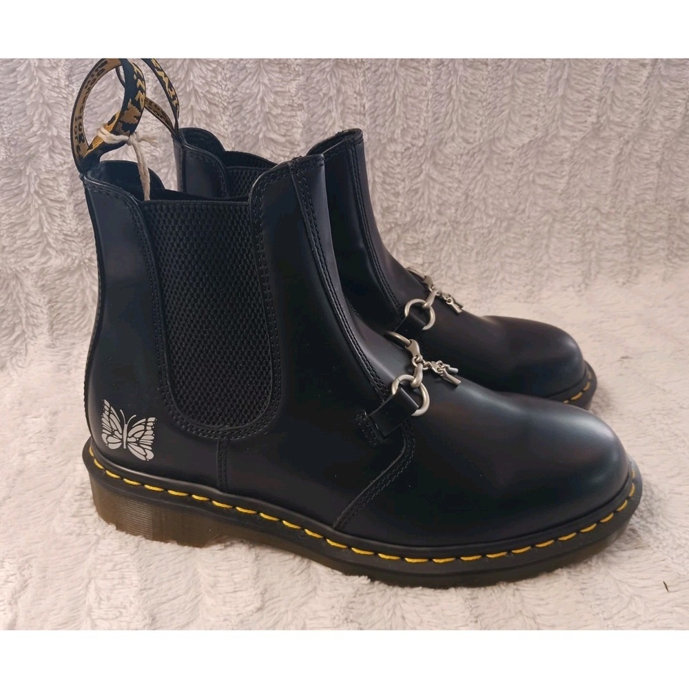 Dr. Martens x Needles Chelsea Boots 2976 Snaffle Black Leather Men's 9 Women 10 - Picture 3 of 11